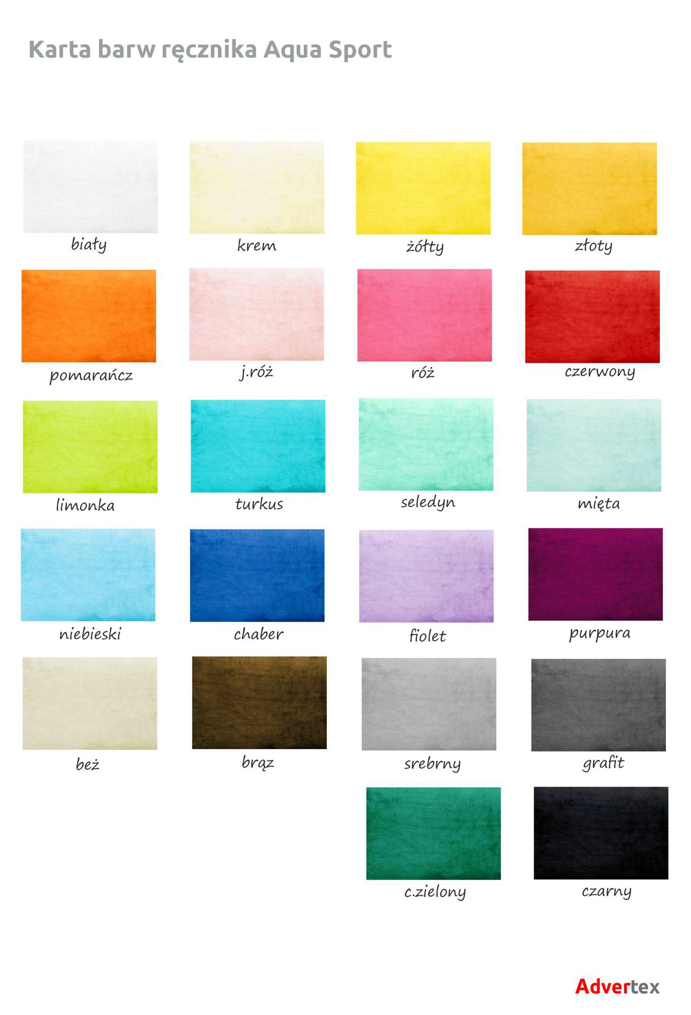 kolory ręczników  Aqua Sport