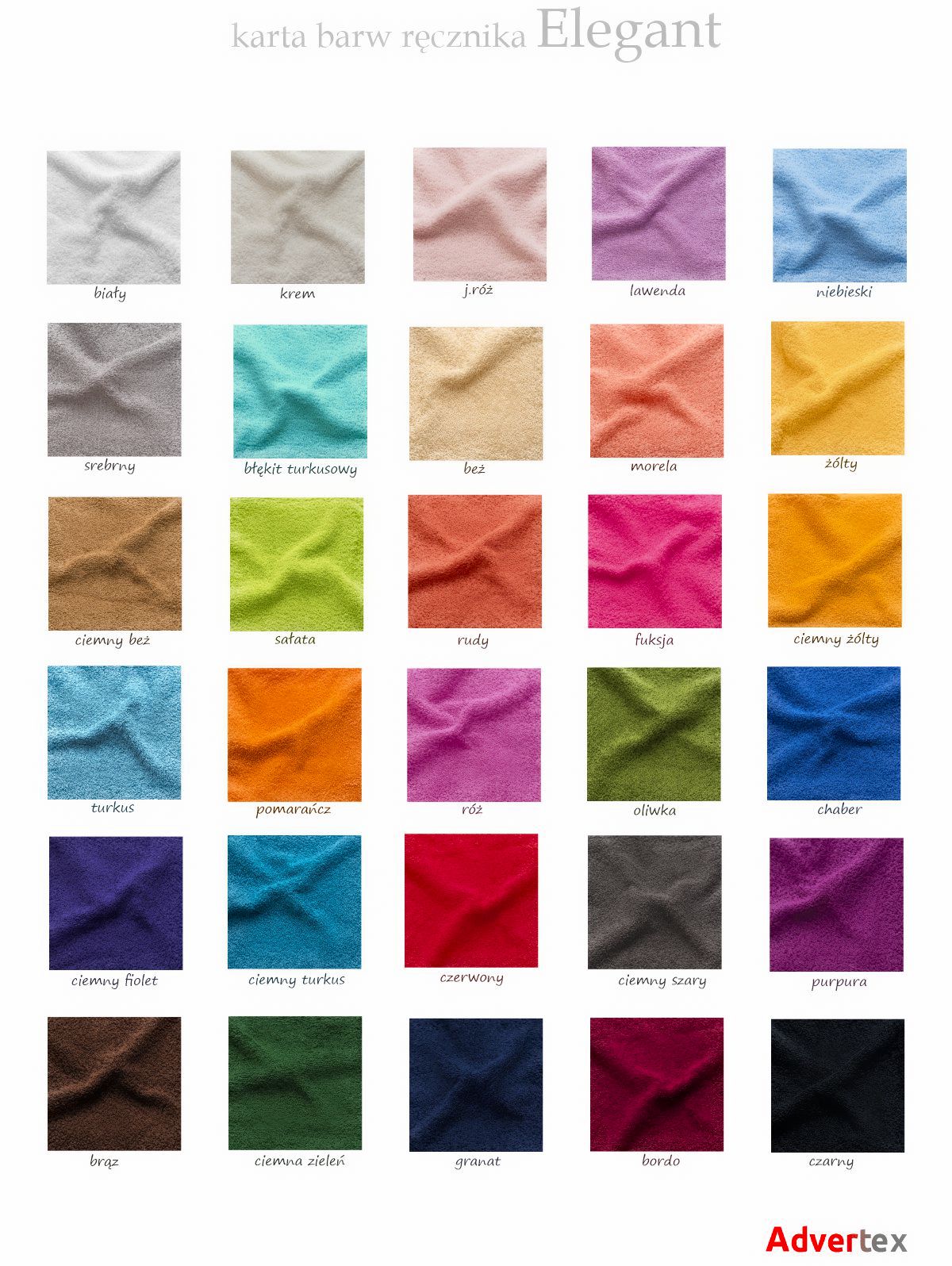 karta barw ręcznika Elegant