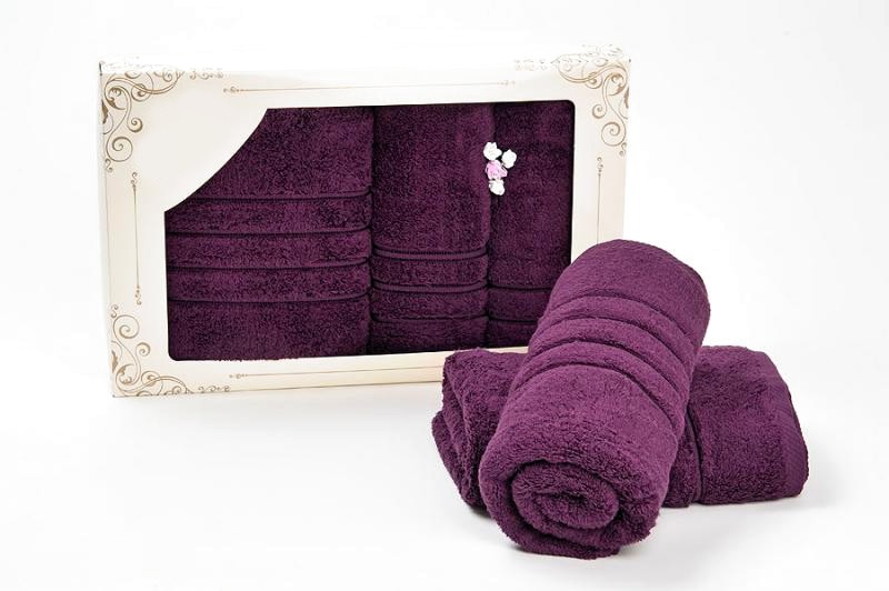 komplet ręczników silk fiolet