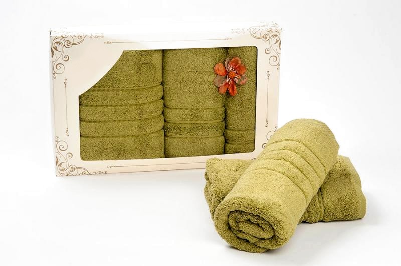 komplet ręczników silk oliwka