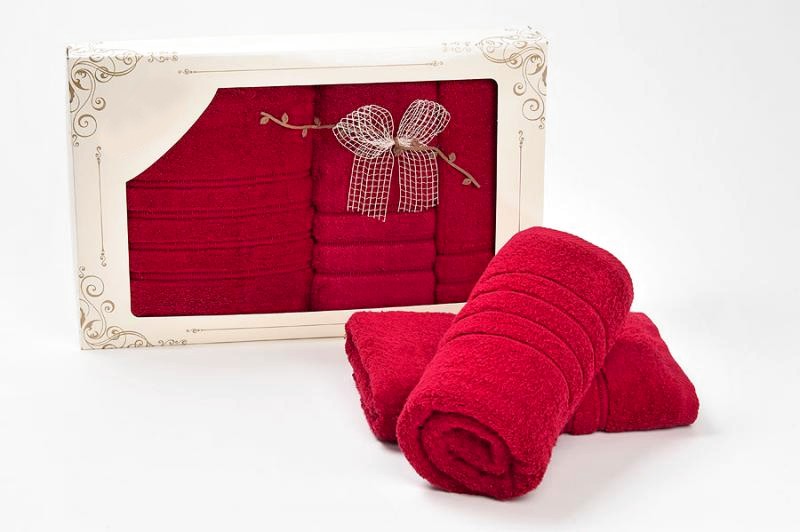 komplet ręczników silk bordo
